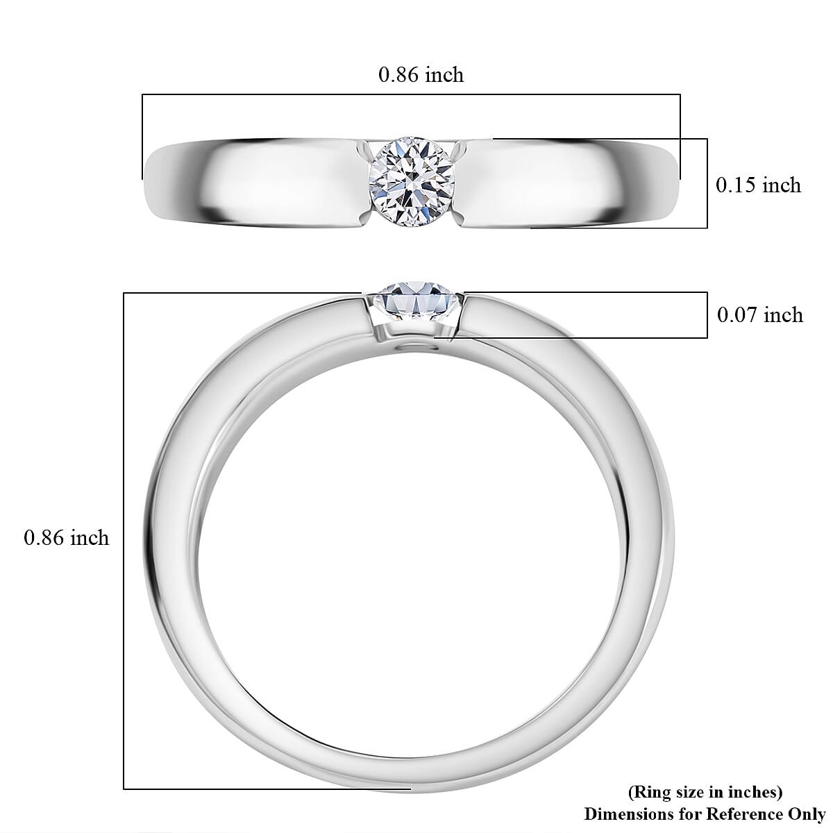 Luxuriant Lab Grown Diamond E-F VS 0.15 ctw Solitaire Ring in Rhodium Over Sterling Silver (Size 6.5) image number 5