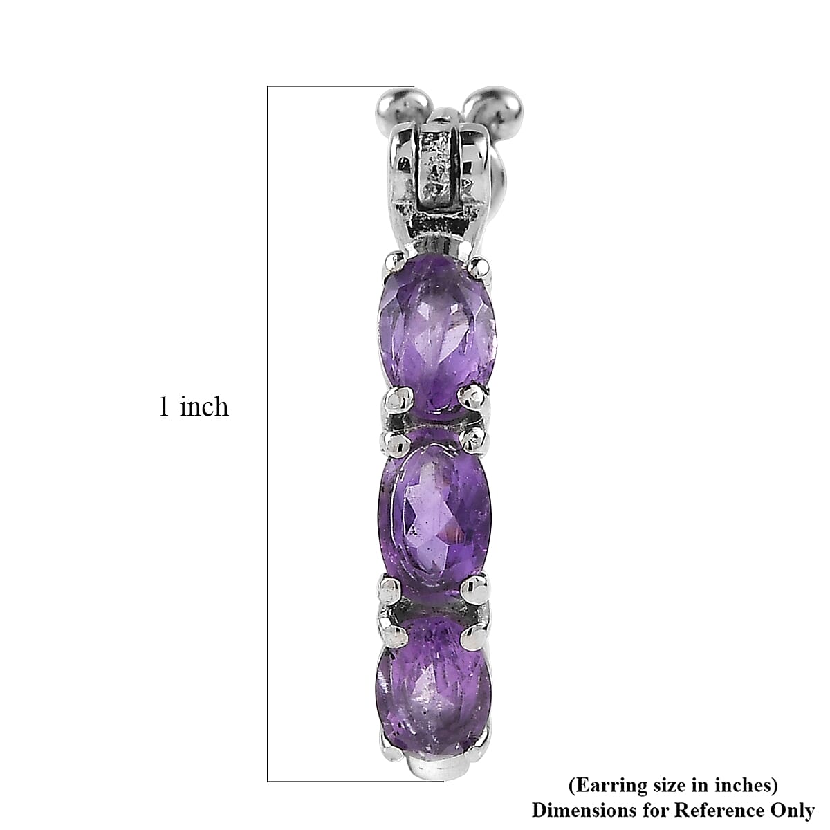EverTrue African Amethyst 2.90 ctw Hoop Earrings in Stainless Steel