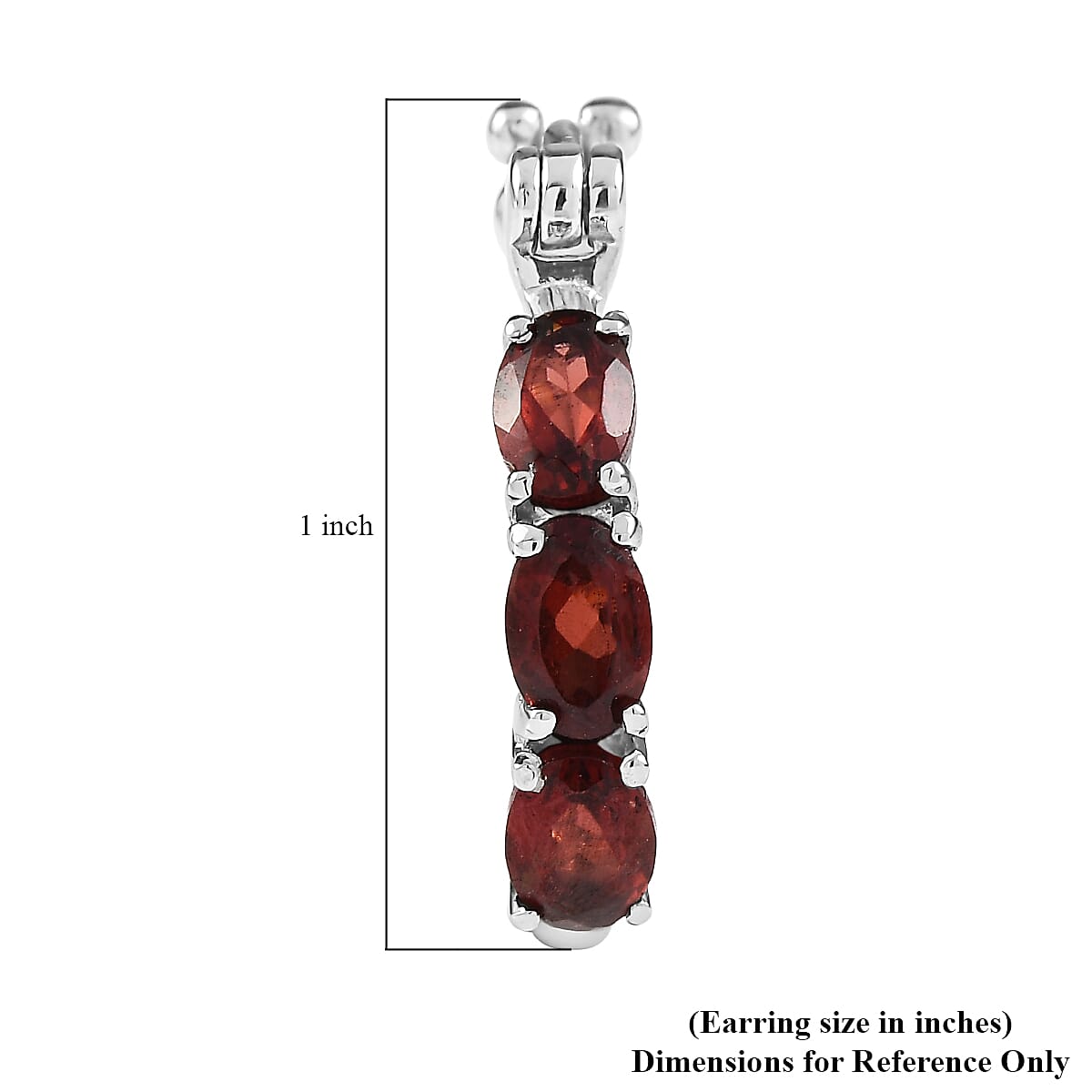 EverTrue Mozambique Garnet 3.40 ctw Hoop Earrings in Stainless Steel image number 5