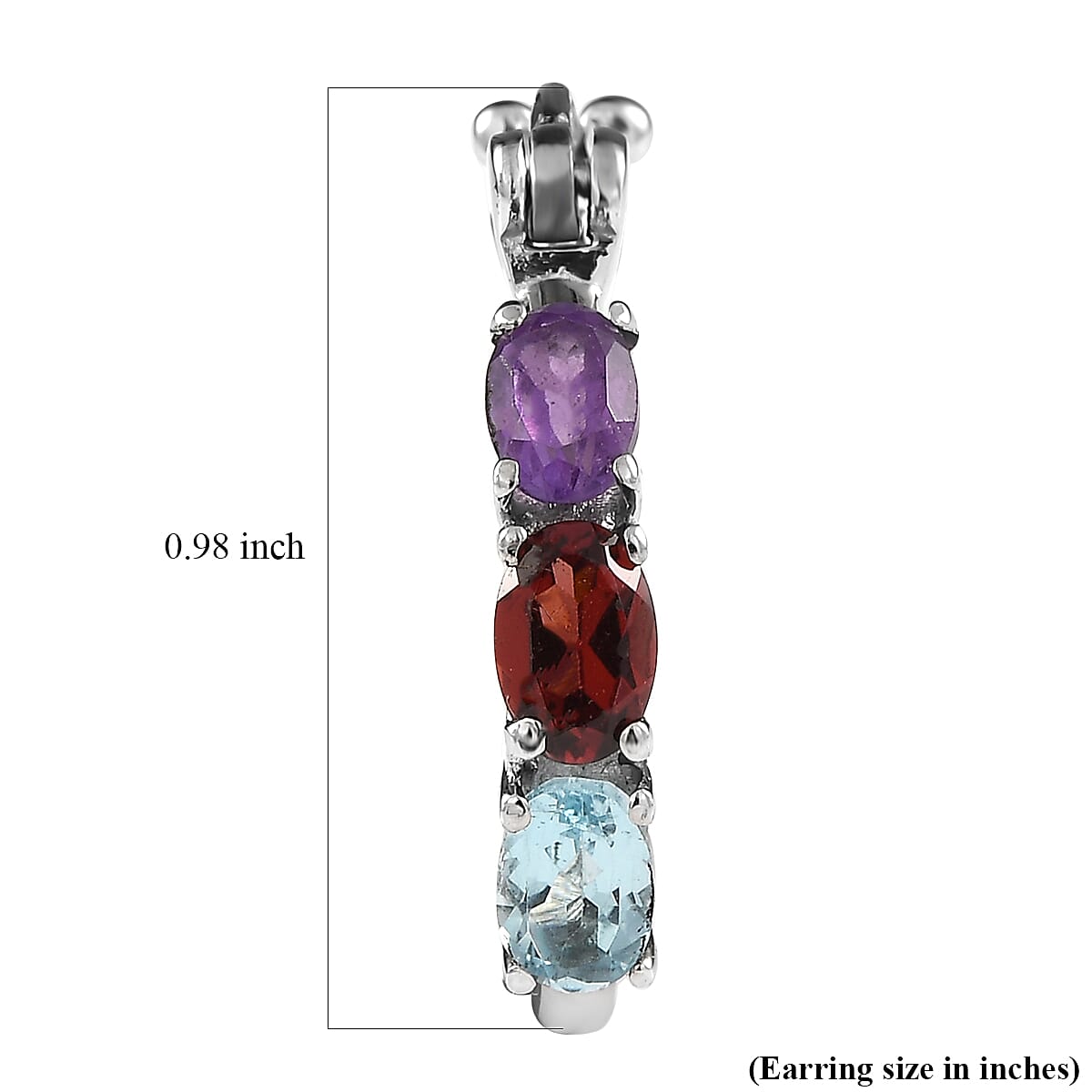 EverTrue Multi Gemstone 2.75 ctw Hoop Earrings in Stainless Steel  image number 5