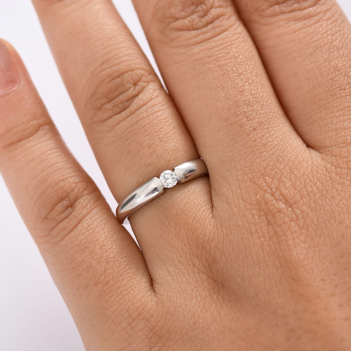 Luxuriant Lab Grown Diamond E-F VS 0.15 ctw Solitaire Ring in 950 Platinum (Size 6.5) 7 Grams image number 2