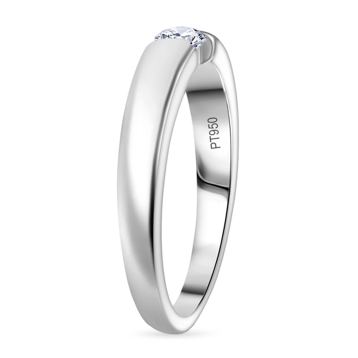 Luxuriant Lab Grown Diamond E-F VS 0.15 ctw Solitaire Ring in 950 Platinum (Size 6.5) 7 Grams image number 3