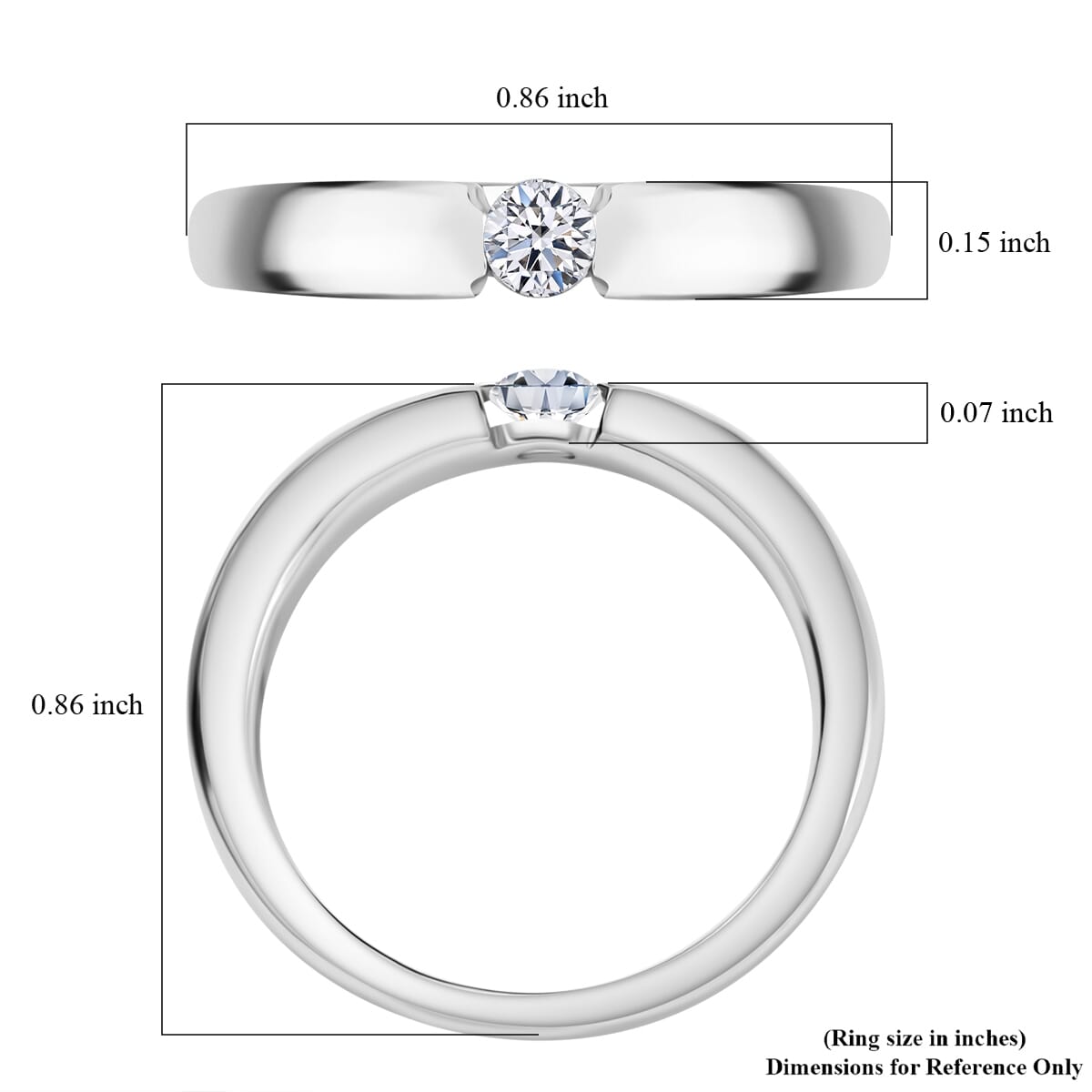 Luxuriant Lab Grown Diamond E-F VS 0.15 ctw Solitaire Ring in 950 Platinum (Size 6.5) 7 Grams image number 5