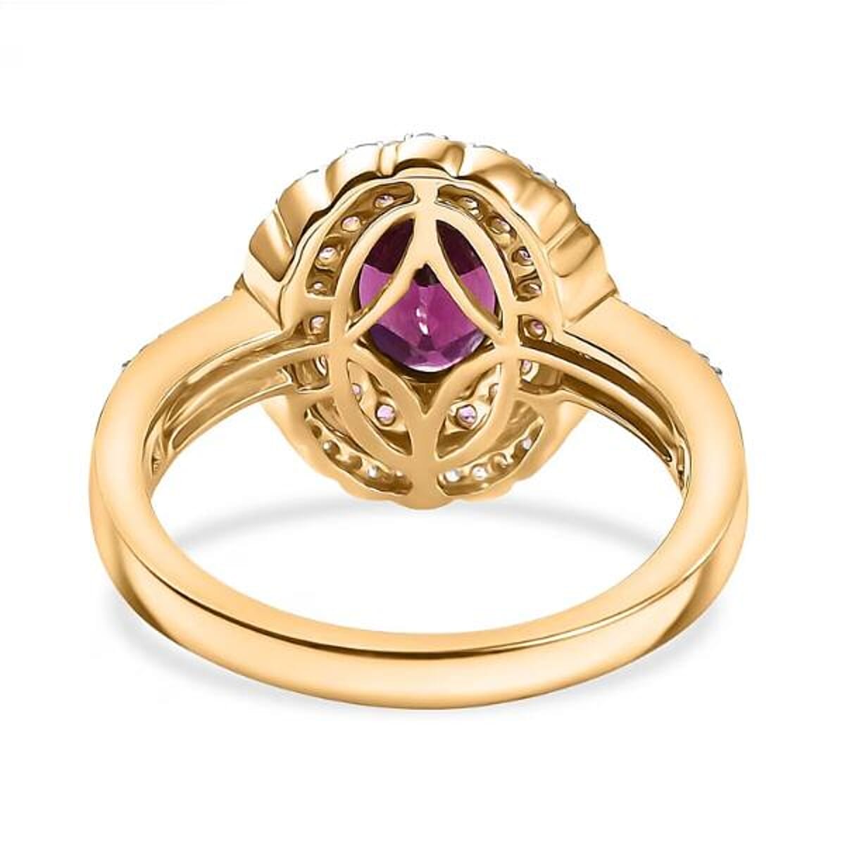 Luxoro AAA Radiant Ember Garnet, Madagascar Pink Sapphire and I1 Diamond 1.90 ctw Blush & Bloom Ring in 10K Yellow Gold (Size 7.5) image number 6