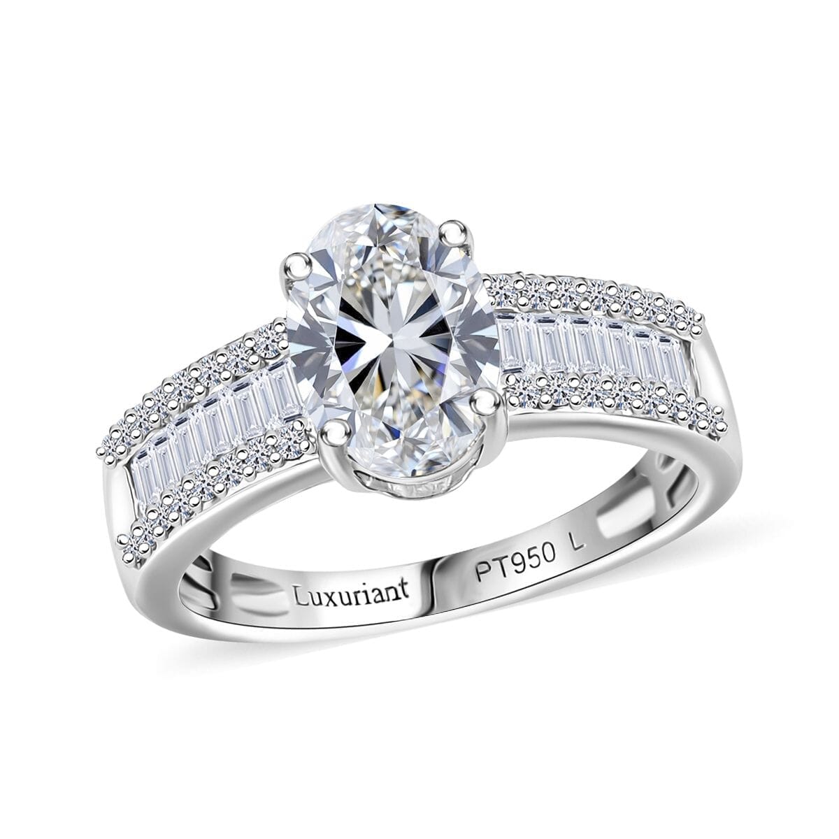 IGI Certified 950 Platinum Luxuriant Lab Grown Diamond (E-F, VS) Bridge Ring (Size 5.0) (5.60 g) 2.00 ctw image number 0