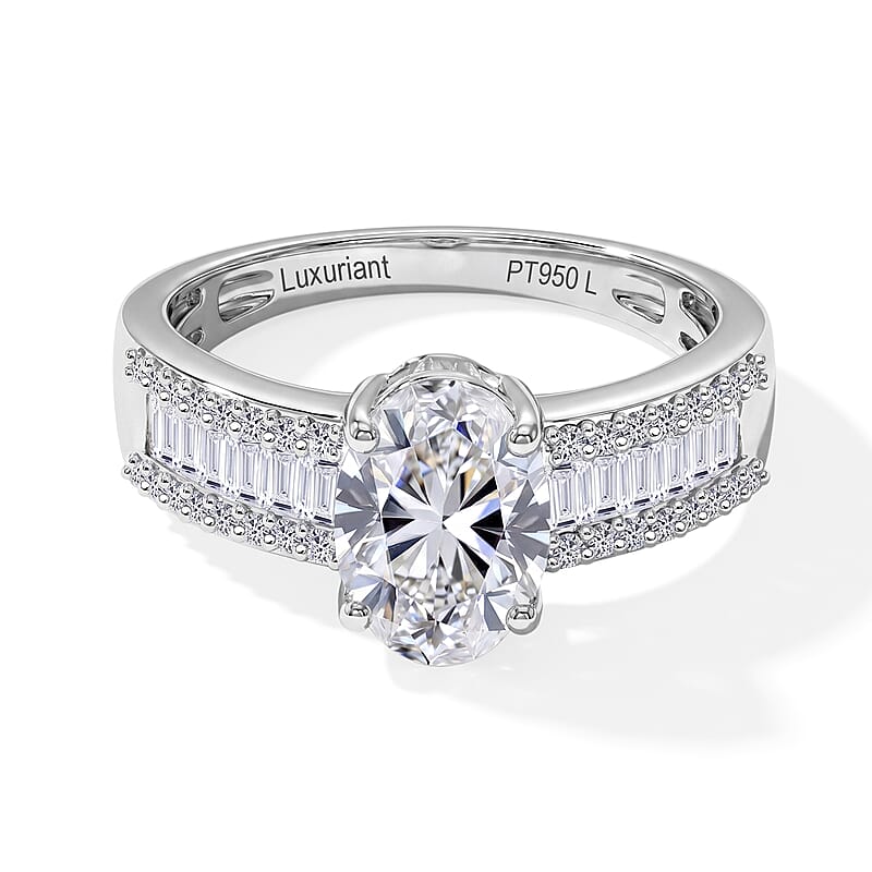 IGI Certified 950 Platinum Luxuriant Lab Grown Diamond (E-F, VS) Bridge Ring (Size 6.5) (5.60 g) 2.00 ctw