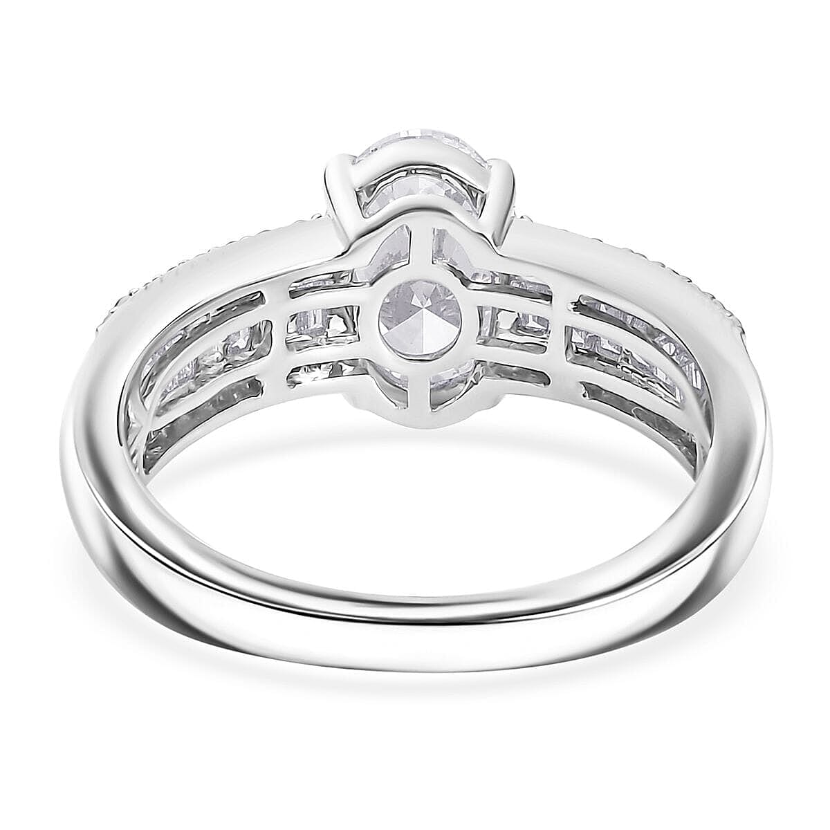 IGI Certified 950 Platinum Luxuriant Lab Grown Diamond (E-F, VS) Bridge Ring (Size 6.5) (5.60 g) 2.00 ctw