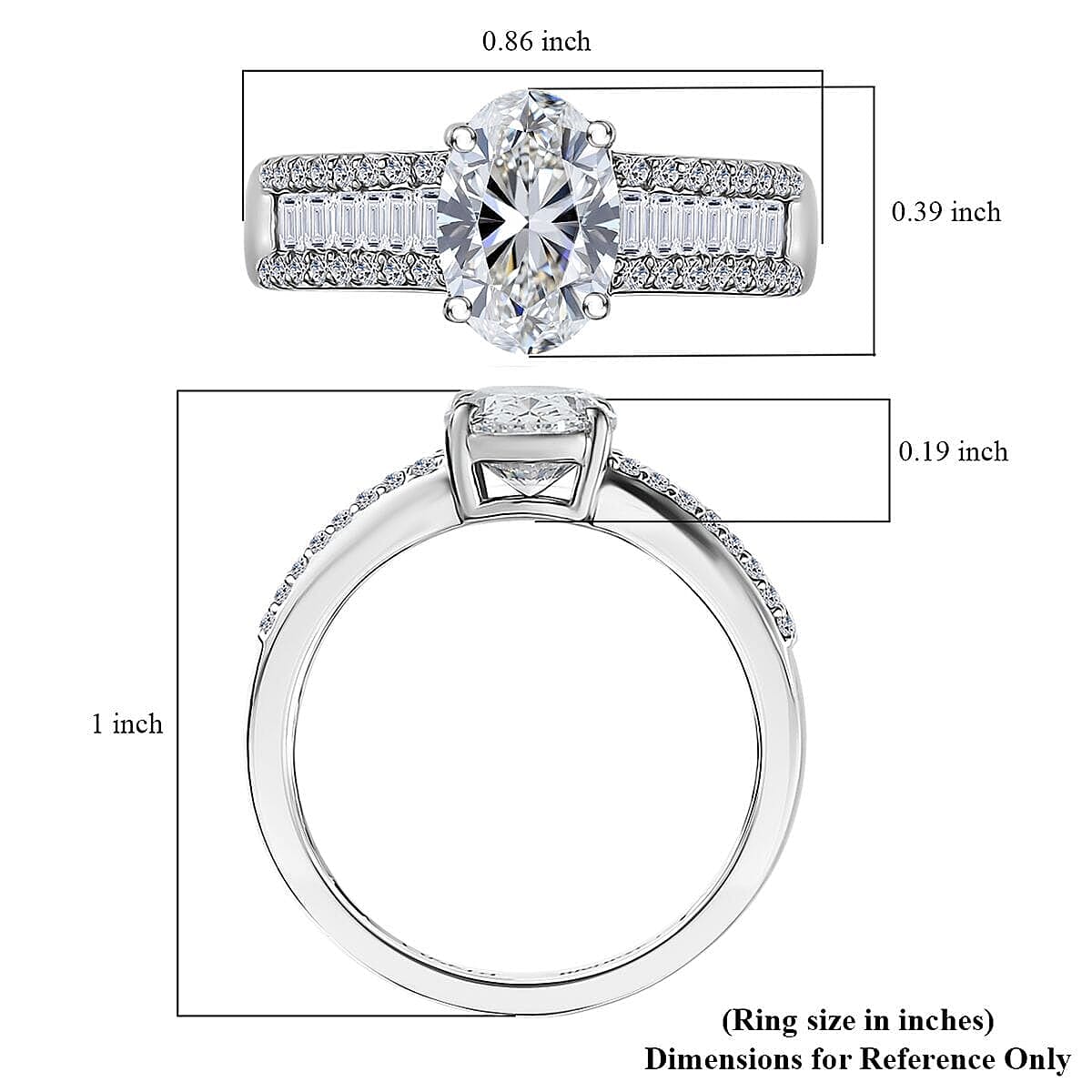 IGI Certified 950 Platinum Luxuriant Lab Grown Diamond (E-F, VS) Bridge Ring (Size 6.5) (5.60 g) 2.00 ctw