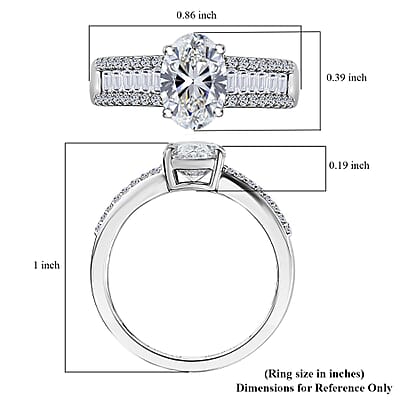 IGI Certified 950 Platinum Luxuriant Lab Grown Diamond (E-F, VS) Bridge Ring (Size 6.5) (5.60 g) 2.00 ctw