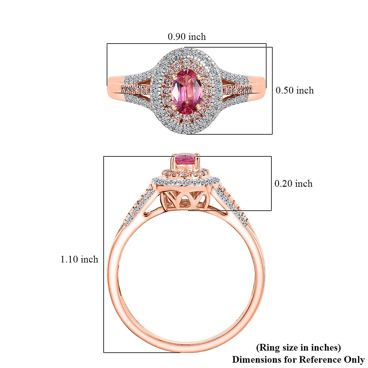 Epic Deal 10K Rose Gold AAA Mahenge Spinel, Luxuriant Lab Grown Pink and White Diamond (VS) (0.41 cts) Ring (Size 5.0) 0.90 ctw image number 5