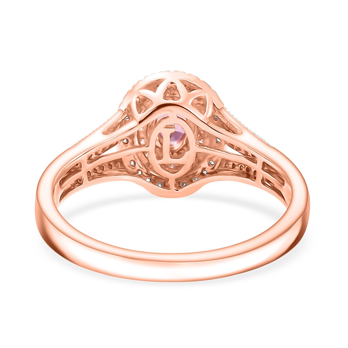 Epic Deal 10K Rose Gold AAA Mahenge Spinel, Luxuriant Lab Grown Pink and White Diamond (VS) (0.41 cts) Ring (Size 7.5) 0.90 ctw image number 4