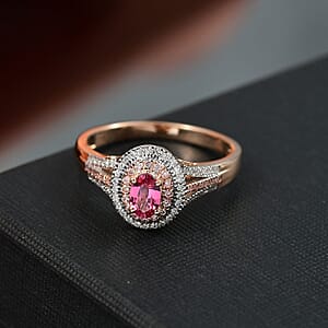 AAA Mahenge Spinel, VS Luxuriant Lab Grown Pink and White Diamond 0.90 ctw Majestic Blush Ring in 10K Rose Gold (Size 9.0)