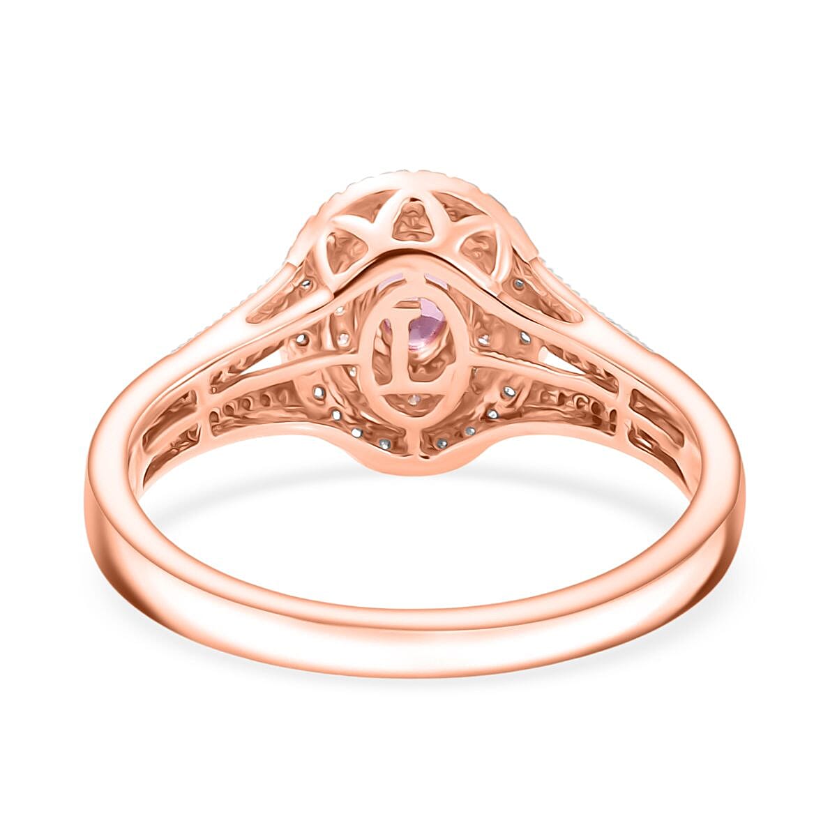 AAA Mahenge Spinel, VS Luxuriant Lab Grown Pink and White Diamond 0.90 ctw Majestic Blush Ring in 10K Rose Gold (Size 9.0) image number 4