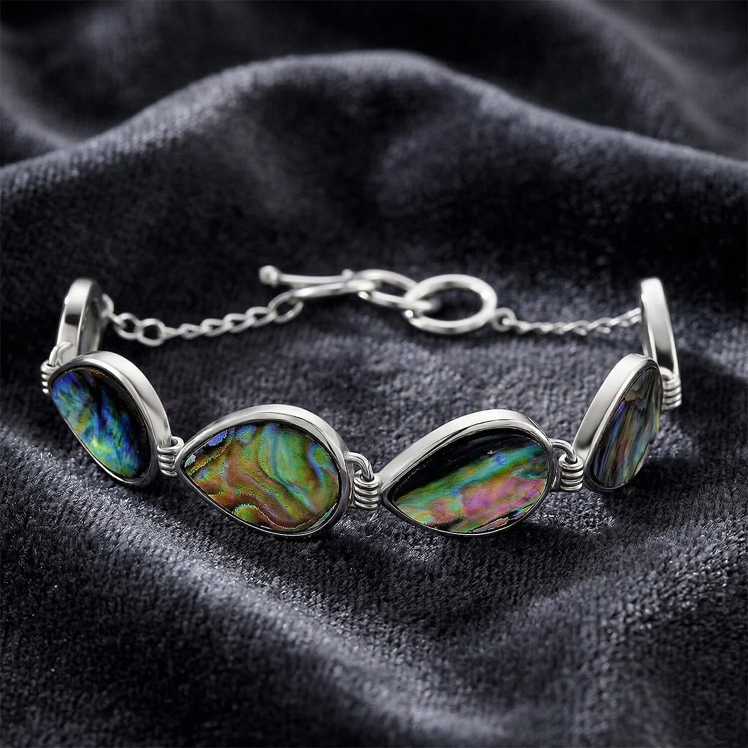 Abalone Shell Bracelet in Silvertone