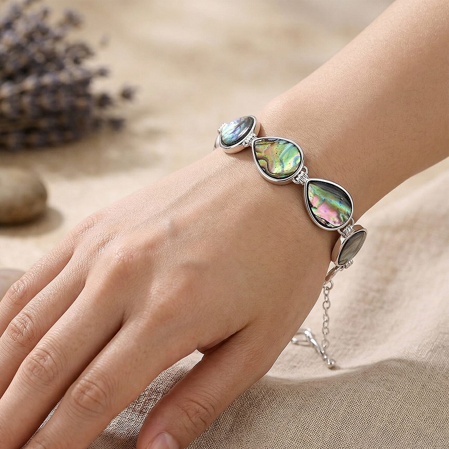 Abalone Shell Bracelet in Silvertone