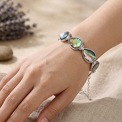 Abalone Shell Bracelet in Silvertone