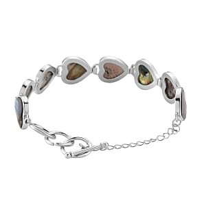 Abalone Shell Heart Link Bracelet (7.5-9.0In)