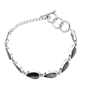 Abalone Shell Heart Link Bracelet (7.5-9.0In)