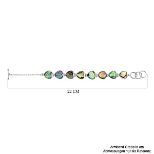 Abalone Shell Heart Link Bracelet (7.5-9.0In)