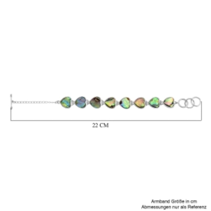 Abalone Shell Heart Link Bracelet (7.5-9.0In)