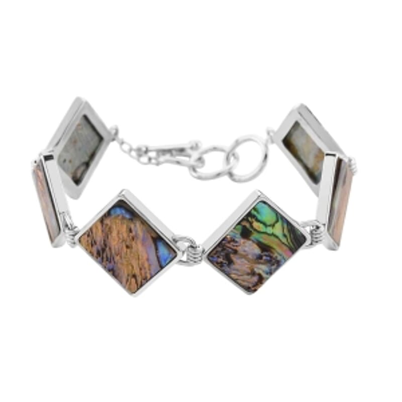 Abalone Shell Bracelet (Adjustable) in Silvertone