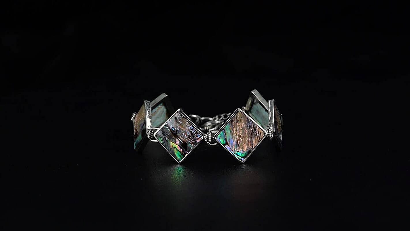 Abalone Shell Bracelet (Adjustable) in Silvertone