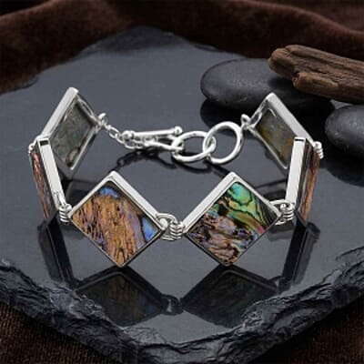 Abalone Shell Bracelet (Adjustable) in Silvertone