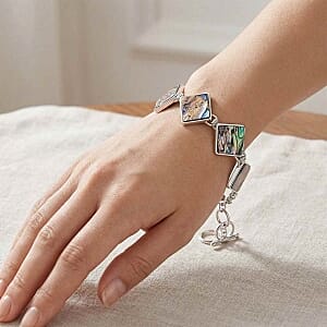 Abalone Shell Bracelet (Adjustable) in Silvertone