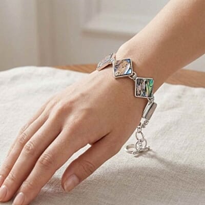 Abalone Shell Bracelet (Adjustable) in Silvertone