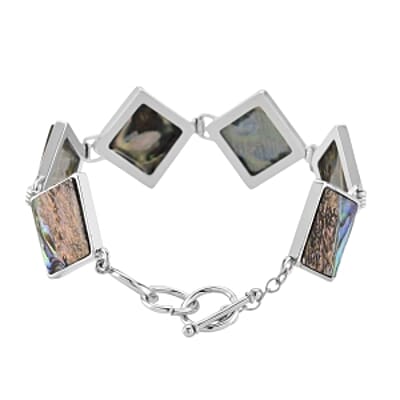 Abalone Shell Bracelet (Adjustable) in Silvertone