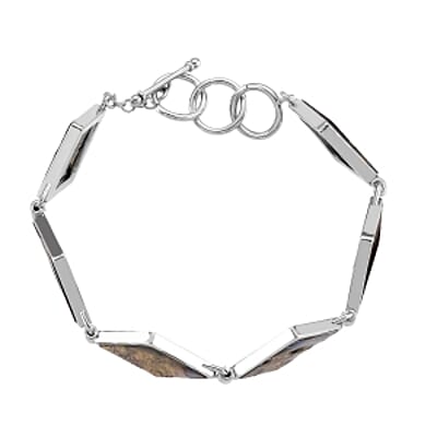 Abalone Shell Bracelet (Adjustable) in Silvertone
