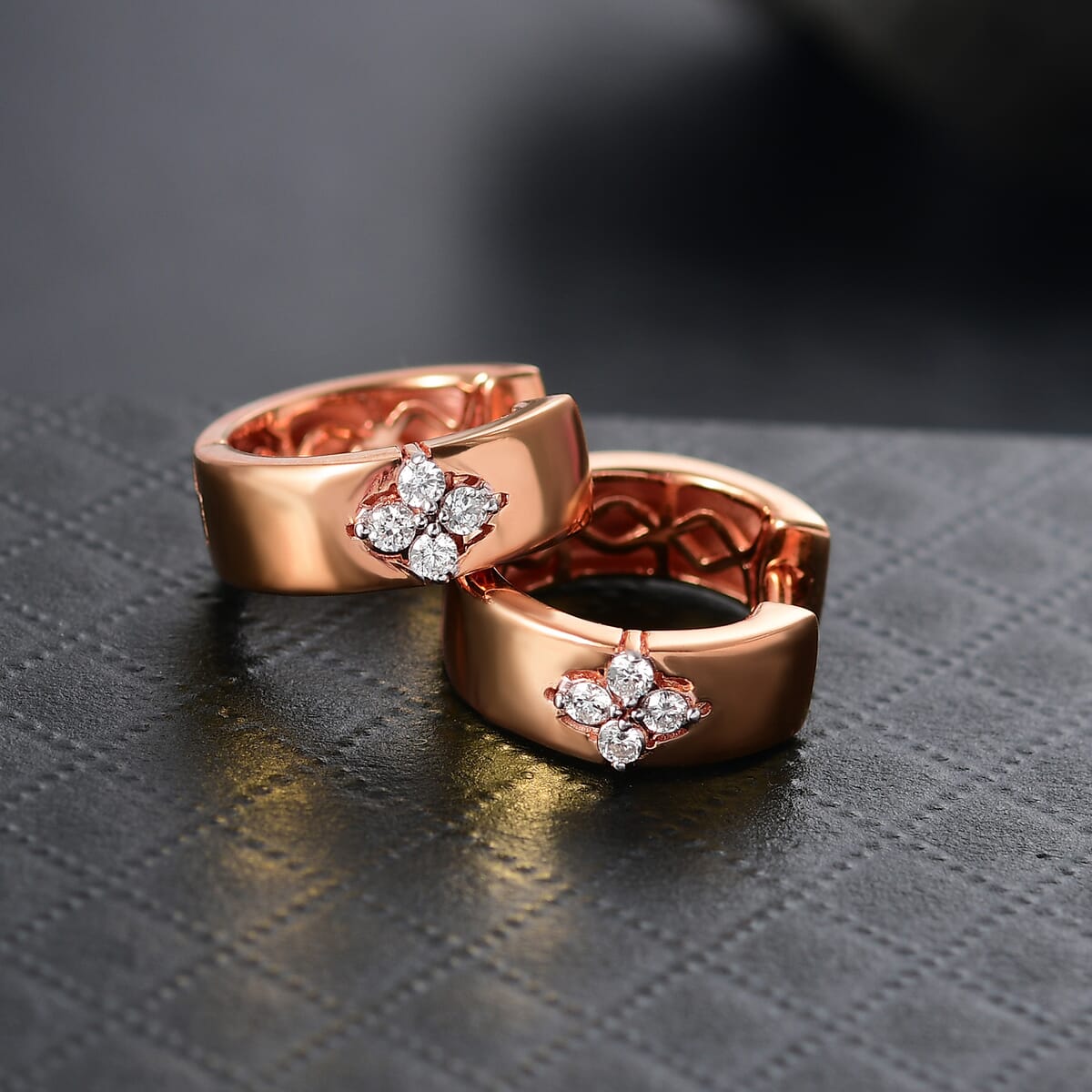 Luxuriant Lab Grown Diamond E-F VS Hoop Earrings in 18K Vermeil Rose Gold Over Sterling Silver 0.20 ctw image number 1