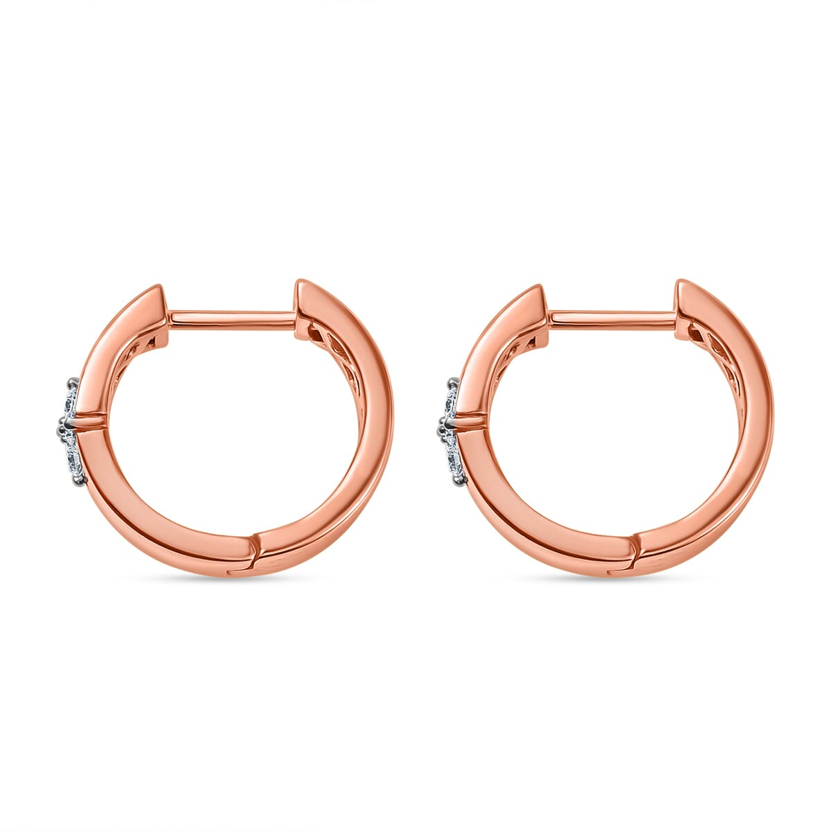 Luxuriant Lab Grown Diamond E-F VS Hoop Earrings in 18K Vermeil Rose Gold Over Sterling Silver 0.20 ctw image number 3