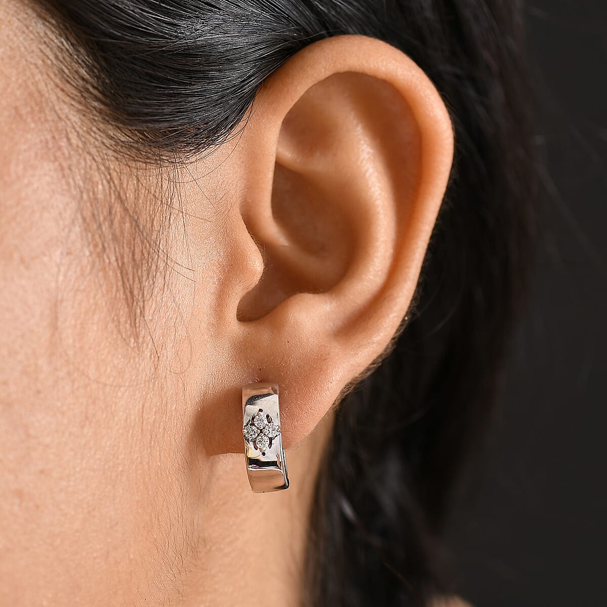 Luxuriant Lab Grown Diamond E-F VS 0.20 ctw Hoop Earrings in 10K White Gold 5 Grams (Del. in 10-12 Days) image number 2