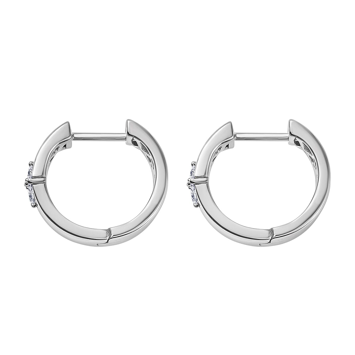 Luxuriant Lab Grown Diamond E-F VS 0.20 ctw Hoop Earrings in 10K White Gold 5 Grams (Del. in 10-12 Days) image number 3