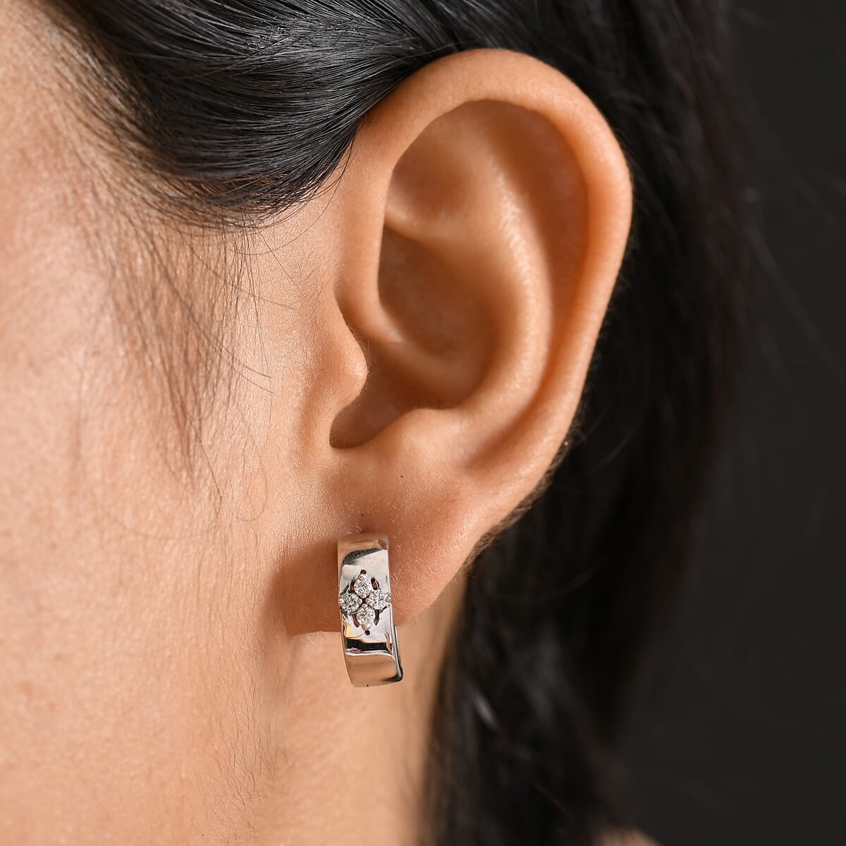 Luxuriant Lab Grown Diamond E-F VS 0.20 ctw Hoop Earrings in 14K White Gold 5 Grams image number 2