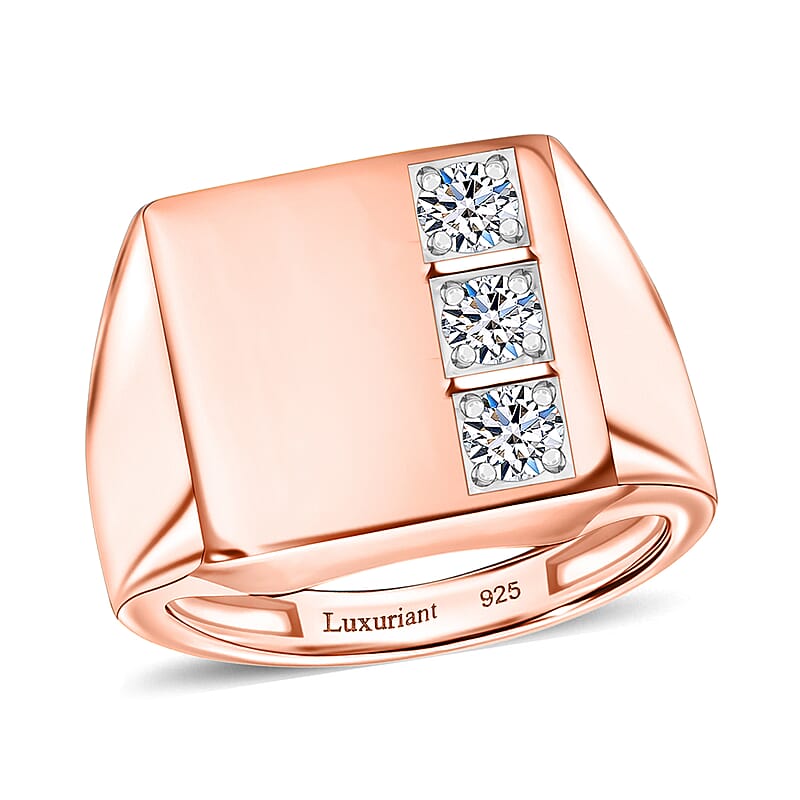 Luxuriant Lab Grown Diamond E-F VS 0.30 ctw Men's Ring in 18K Vermeil Rose Gold Over Sterling Silver (Size 10.0)