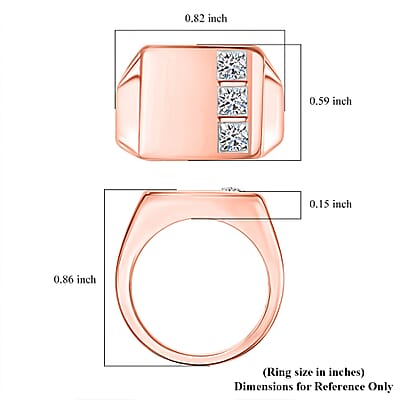 Luxuriant Lab Grown Diamond E-F VS 0.30 ctw Men's Ring in 18K Vermeil Rose Gold Over Sterling Silver (Size 10.0)