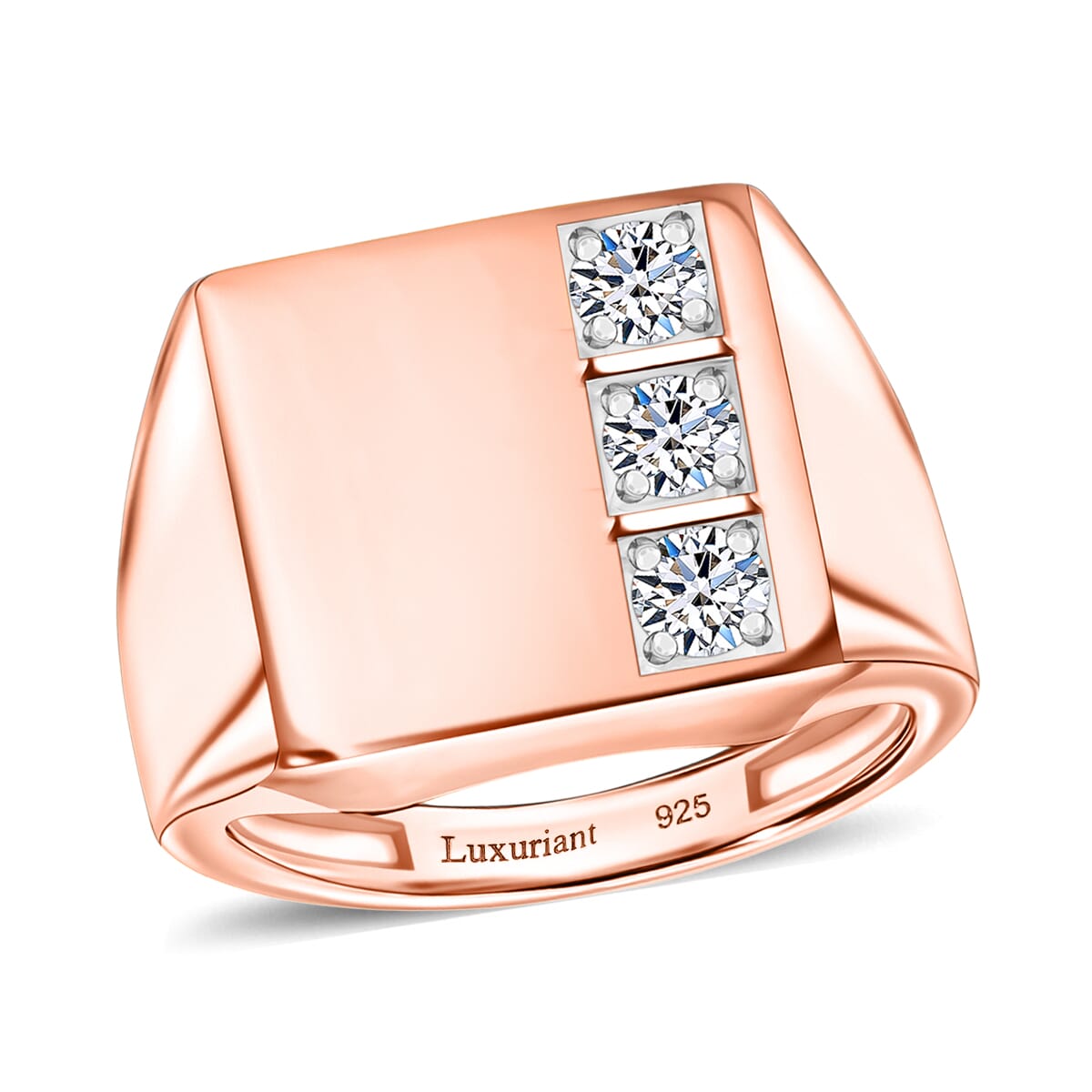 Luxuriant Lab Grown Diamond E-F VS 0.30 ctw Men's Ring in 18K Vermeil Rose Gold Over Sterling Silver (Size 11.5) image number 0