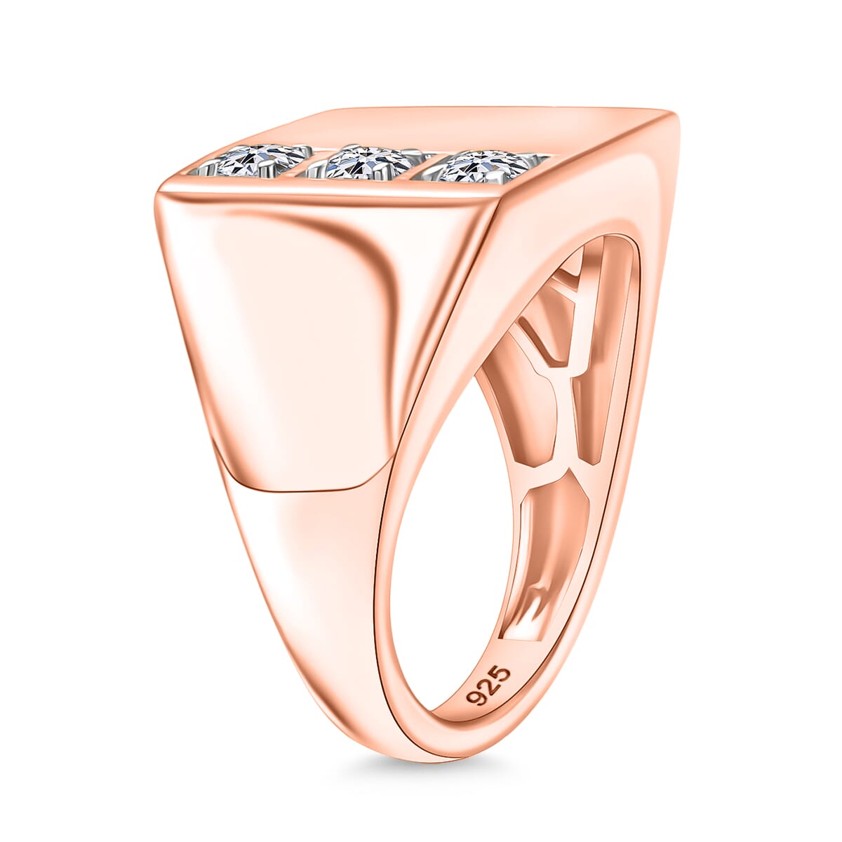 Luxuriant Lab Grown Diamond E-F VS 0.30 ctw Men's Ring in 18K Vermeil Rose Gold Over Sterling Silver (Size 11.5) image number 3