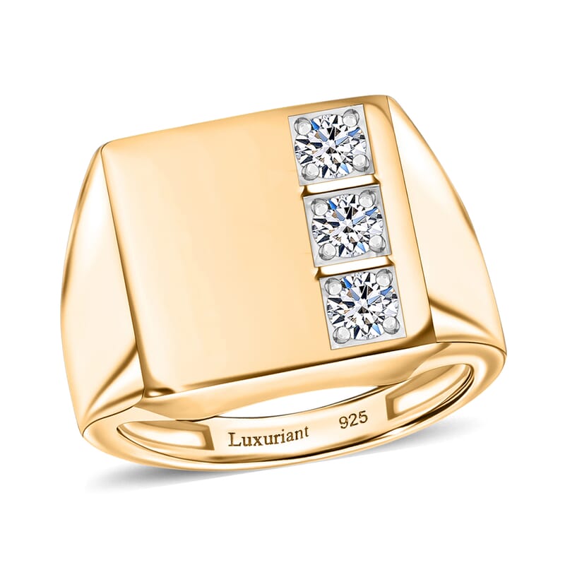 Luxuriant Lab Grown Diamond E-F VS 0.30 ctw Men's Ring in 18K Vermeil Yellow Gold Over Sterling Silver (Size 12.0)