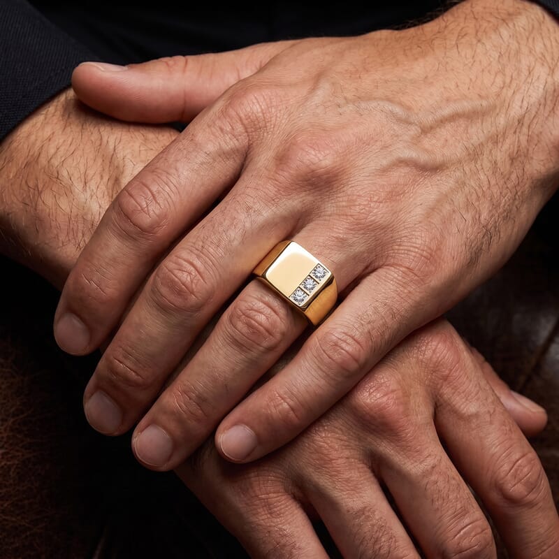 Luxuriant Lab Grown Diamond E-F VS 0.30 ctw Men's Ring in 18K Vermeil Yellow Gold Over Sterling Silver (Size 12.0)