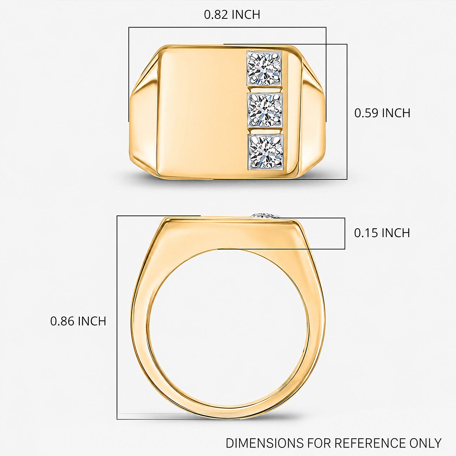Luxuriant Lab Grown Diamond E-F VS 0.30 ctw Men's Ring in 18K Vermeil Yellow Gold Over Sterling Silver (Size 12.0)