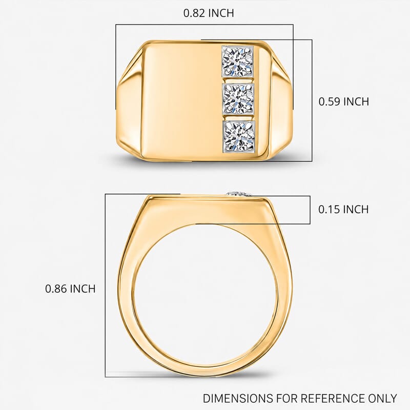 Luxuriant Lab Grown Diamond E-F VS 0.30 ctw Men's Ring in 18K Vermeil Yellow Gold Over Sterling Silver (Size 12.0)