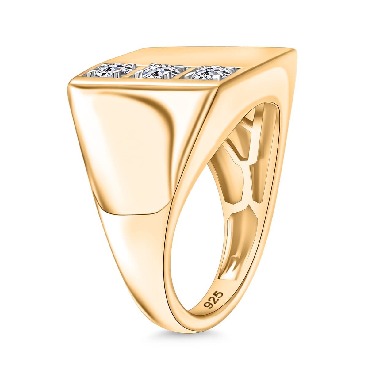 Luxuriant Lab Grown Diamond E-F VS 0.30 ctw Men's Ring in 18K Vermeil Yellow Gold Over Sterling Silver (Size 13.0) image number 3