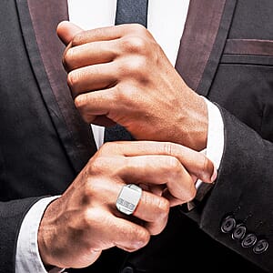 Luxuriant Lab Grown Diamond E-F VS 0.30 ctw Men's Ring in Rhodium Over Sterling Silver (Size 11.0)