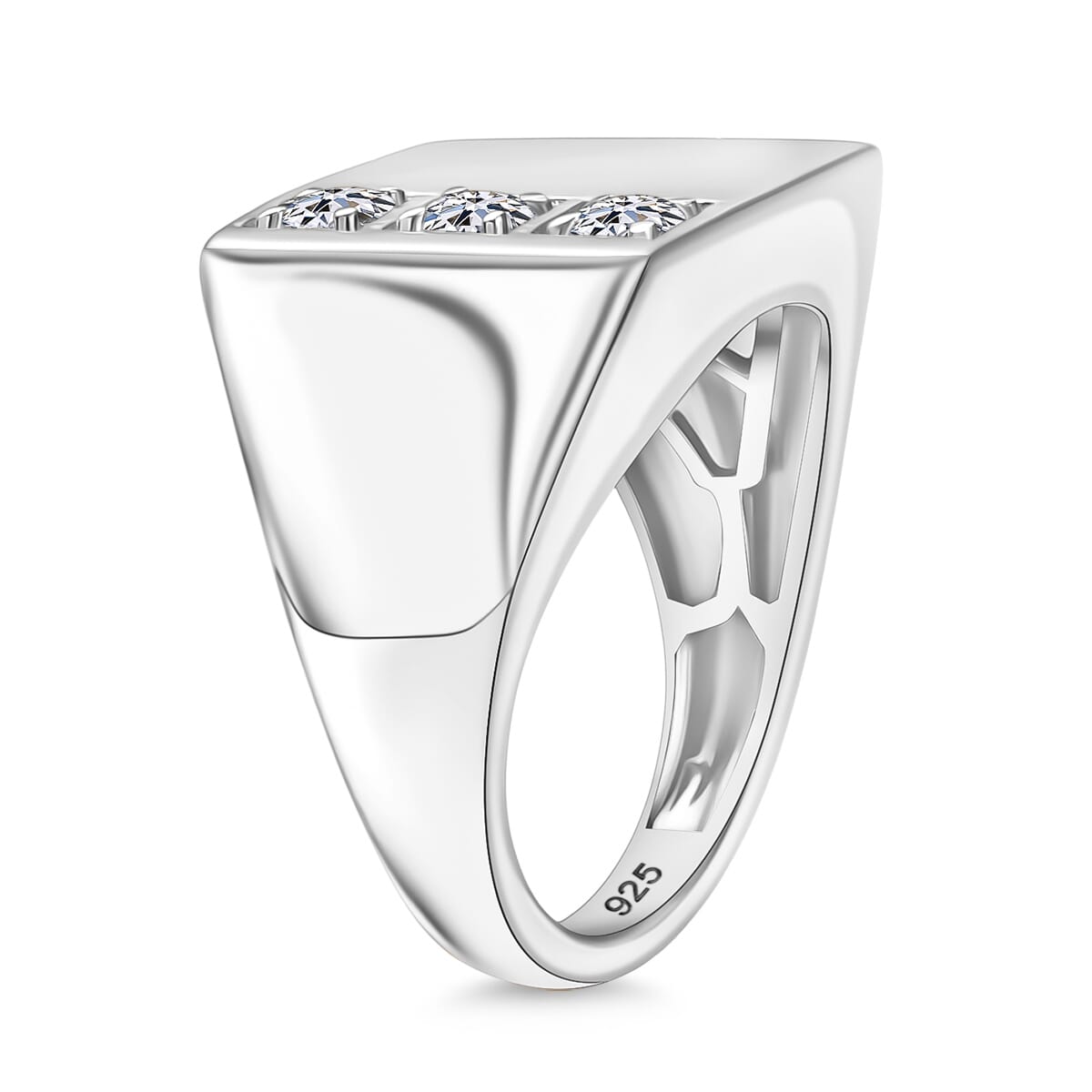 Luxuriant Lab Grown Diamond E-F VS 0.30 ctw Men's Ring in Rhodium Over Sterling Silver (Size 14.0) image number 3