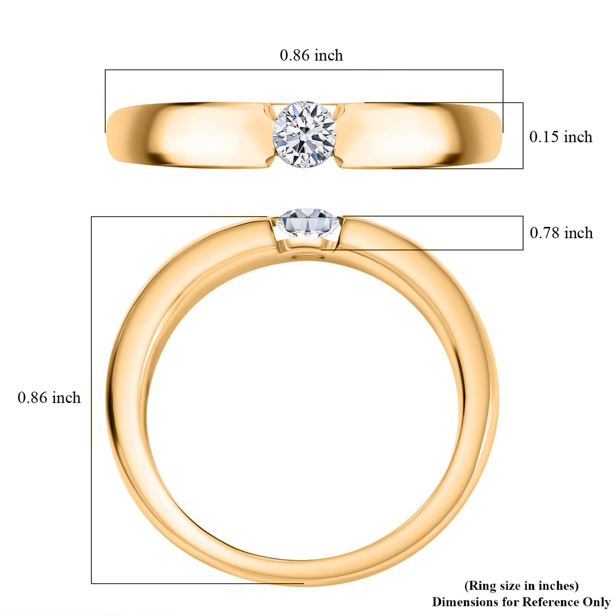 Luxuriant Lab Grown Diamond E-F VS 0.15 ctw Solitaire Ring in 14K Yellow Gold (Size 11.5) 4 Grams image number 4