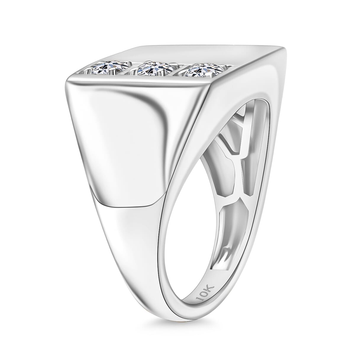 Luxuriant Lab Grown Diamond E-F VS 0.30 ctw Men's Ring in 10K White Gold (Size 9.5) 6.3 Grams image number 3
