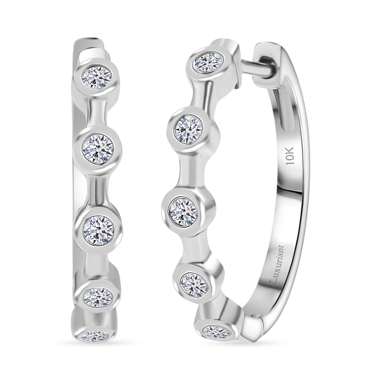 Luxuriant Lab Grown Diamond E-F VS 0.32 ctw Hoop Earrings in 10K White Gold image number 0